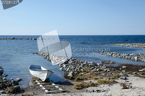 Image of Single moored rowing boat