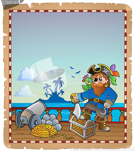 Image of Parchment with pirate ship deck 1