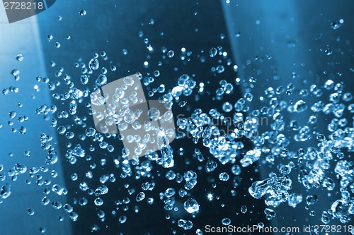 Image of drops of water in blue color 