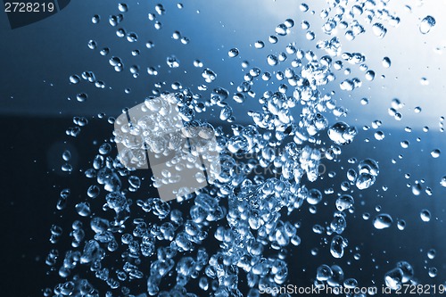 Image of drops of water in blue color 