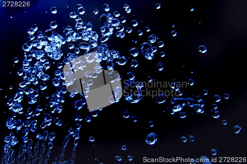 Image of drops of water in blue color 