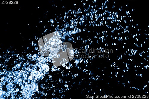 Image of drops of water in blue color 
