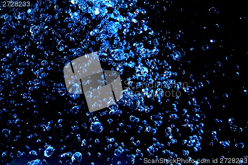 Image of drops of water in blue color 