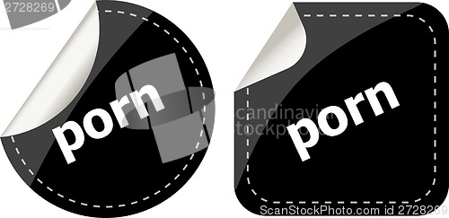 Image of black porn stickers set on white, icon button