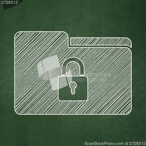 Image of Finance concept: Folder With Lock on chalkboard background