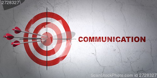 Image of Advertising concept: target and Communication on wall background