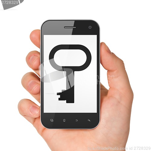 Image of Safety concept: Key on smartphone