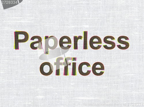 Image of Finance concept: Paperless Office on fabric texture background