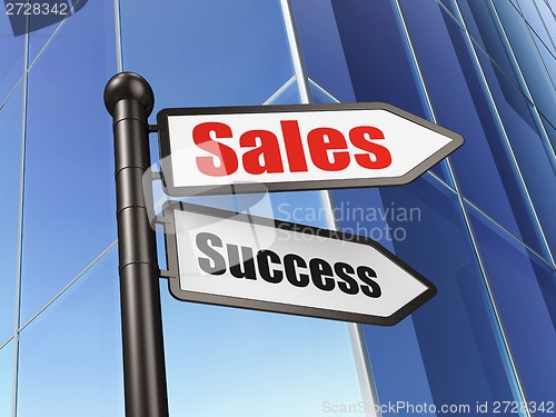 Image of Advertising concept: sign Sales Success on Building background