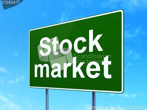 Image of Business concept: Stock Market on road sign background
