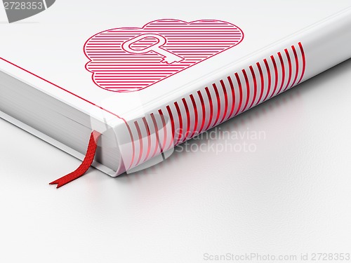 Image of Technology concept: closed book, Cloud With Key on white background