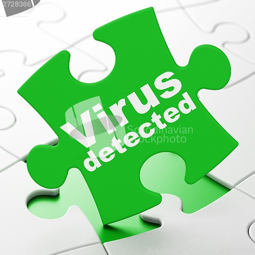 Image of Privacy concept: Virus Detected on puzzle background