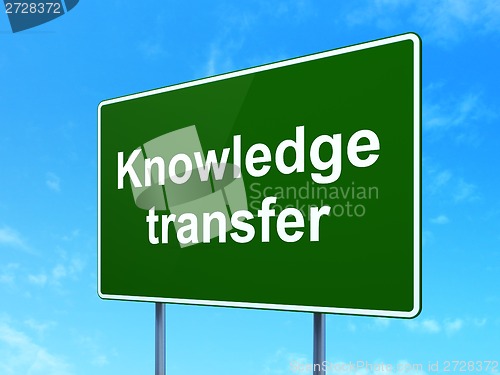 Image of Education concept: Knowledge Transfer on road sign background