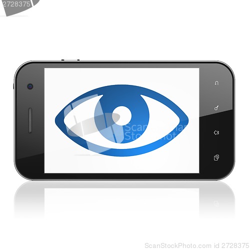 Image of Security concept: Eye on smartphone