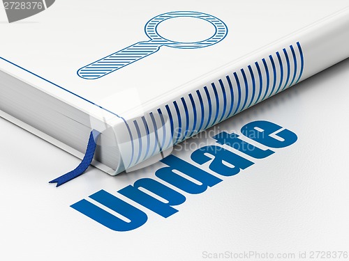 Image of Web development concept: book Search, Update on white background