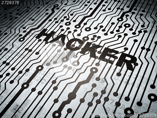 Image of Privacy concept: circuit board with Hacker