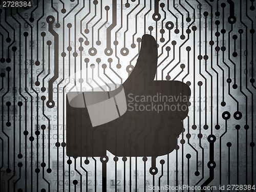 Image of Social media concept: circuit board with Thumb Up