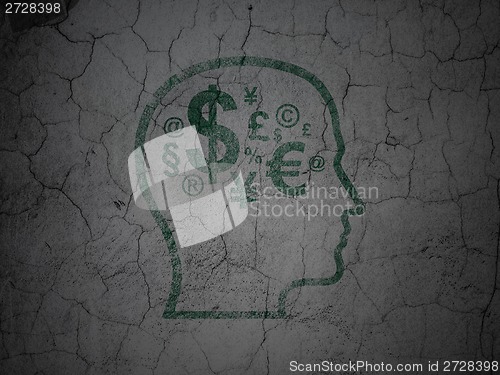 Image of Business concept: Head With Finance Symbol on grunge wall background