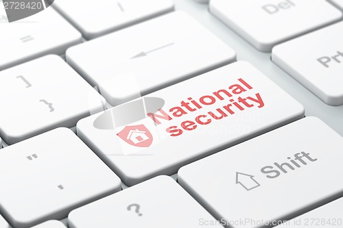 Image of Shield and National Security on computer keyboard background
