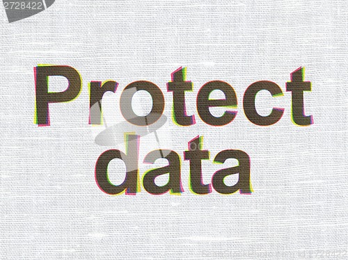 Image of Protection concept: Protect Data on fabric texture background