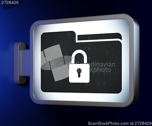 Image of Finance concept: Folder With Lock on billboard background