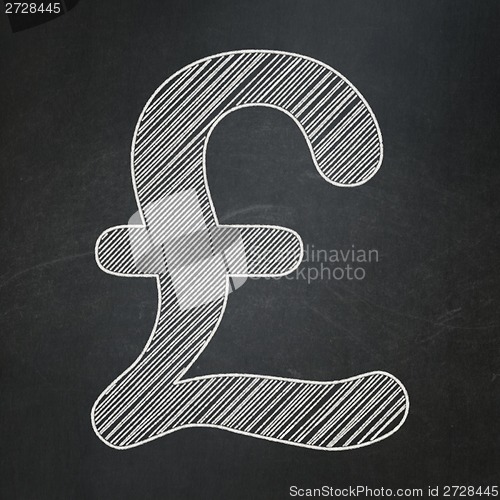 Image of Currency concept: Pound on chalkboard background