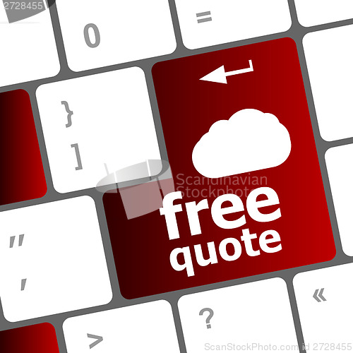 Image of keyboard key for free quote - business concept