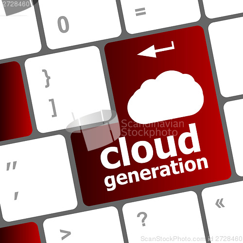 Image of cloud generation words concept on button of the keyboard