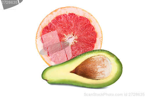 Image of Grapefruit and ripe avocado