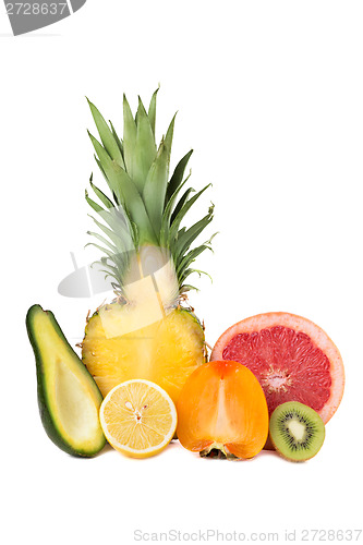 Image of Grapefruit, pineapple, persimmon, kiwi, avocado and lemon