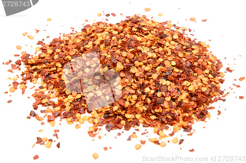 Image of Dried, crushed chilli flakes and seeds