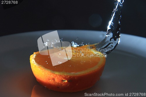 Image of half of orange and fresh water