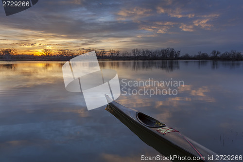 Image of sunrise kayak paddling