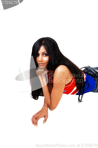 Image of Girl lying on floor.