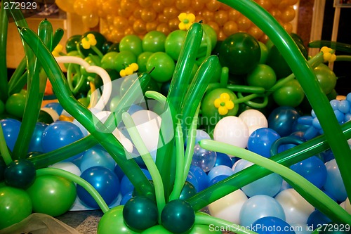 Image of Air balloons green scene.