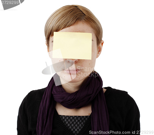 Image of Woman and post it