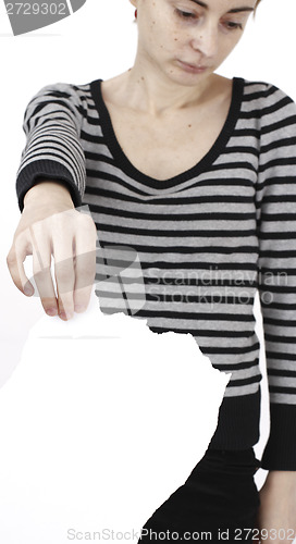 Image of Woman holding a paper