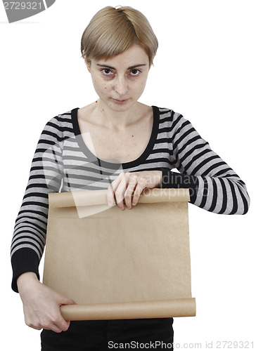 Image of Woman holding a paper