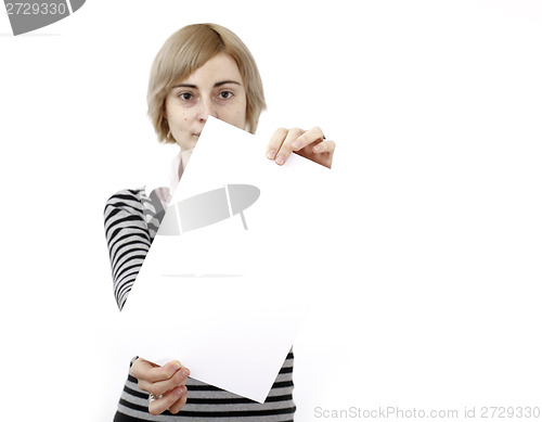 Image of Woman holding a paper