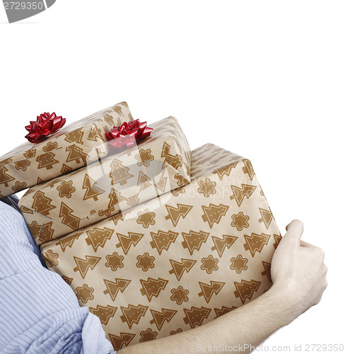 Image of Young man holding a present