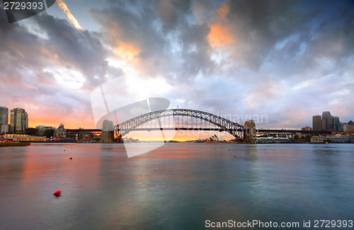 Image of Good Morning Sydney with Harbour Bridge and Opera House at sunri