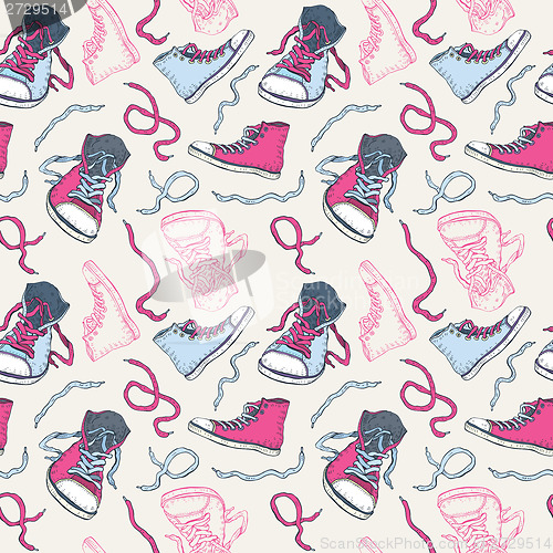 Image of Sneakers. Shoes Seamless pattern.