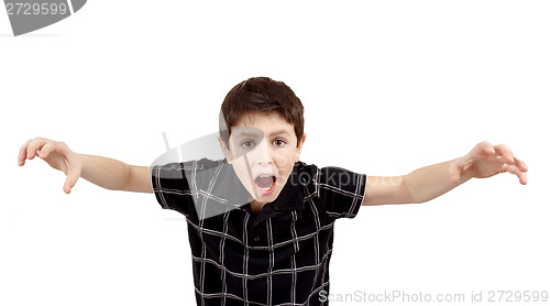 Image of Young boy grimacing