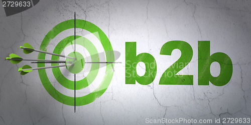Image of Finance concept: target and B2b on wall background