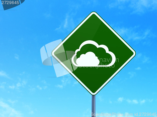 Image of Cloud networking concept: Cloud on road sign background