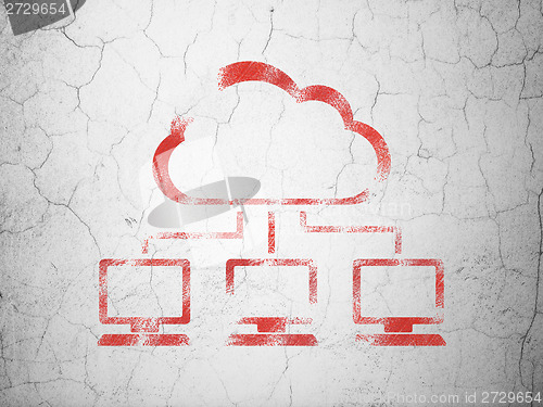Image of Cloud technology concept: Cloud Network on wall background