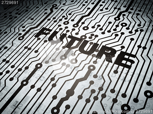 Image of Time concept: circuit board with Future