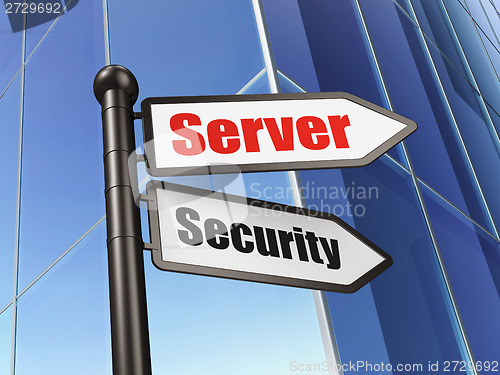 Image of Privacy concept: sign Server Security on Building background