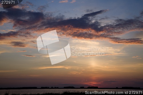 Image of Sunset lake landscape.