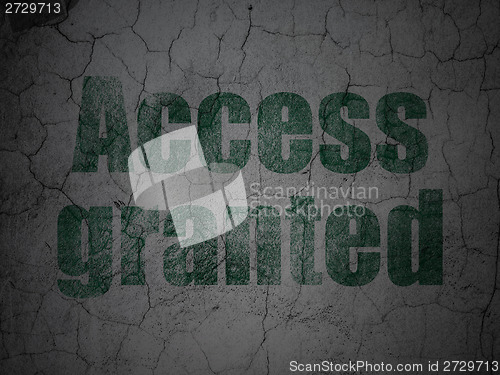 Image of Privacy concept: Access Granted on grunge wall background